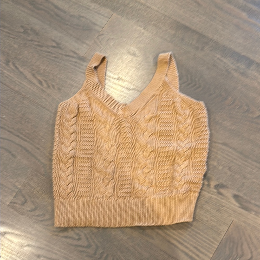 Banana Republic Beige Knit Sleeveless Top camel color size large